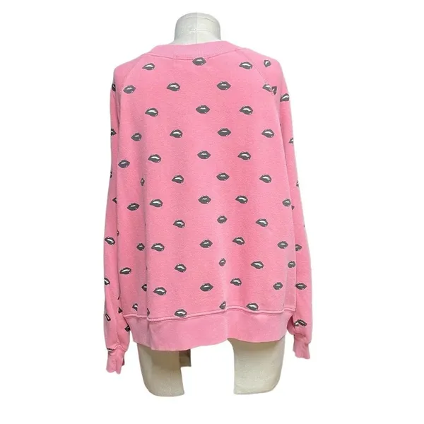 Wildfox Lip‎ Service Sweatshirt Pigment Red Pink Black Size XS - Image 6