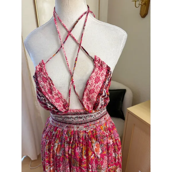 Free‎ People Real Love Print Maxi Dress In Meadow Como Bohemian Size Medium - Image 5
