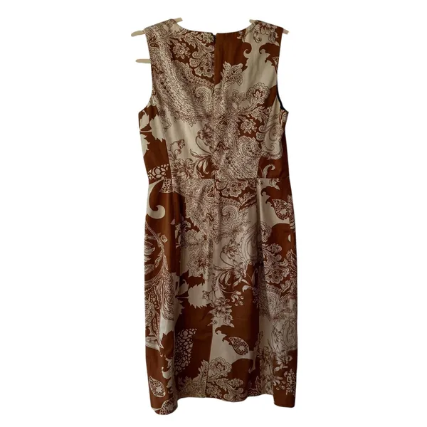 Talbots Brown Paisley Sleeveless Sheath Knee Length Dress Size 6 Work Career‎ - Image 7