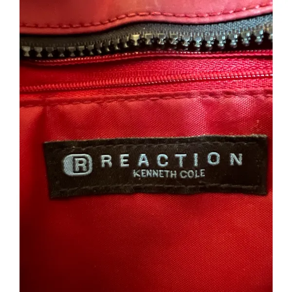 Kenneth Cole Reaction Purse Crossbody Burgundy Red Black Nylon Square Pockets - Image 7