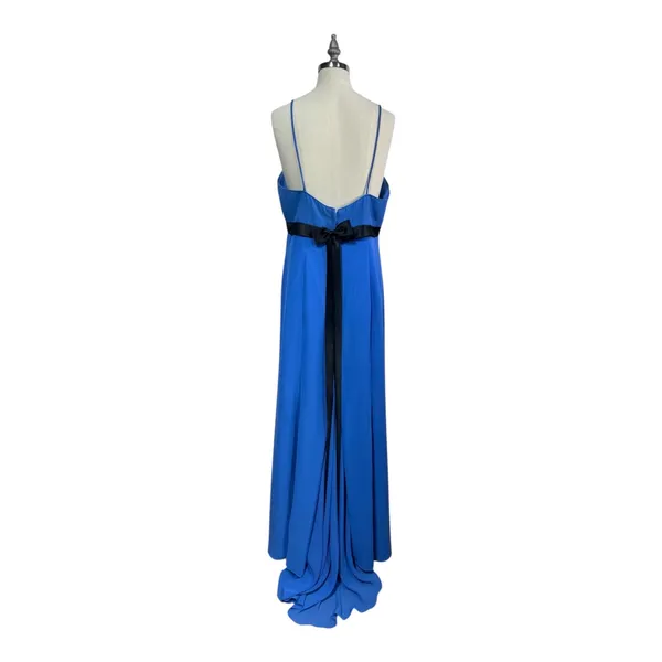 Linda Royal Blue Chiffon Maxi Gown Open Back Bow Detail Prom Formal Women's 16‎ - Image 10