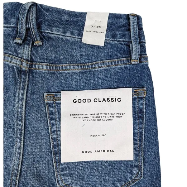 Good American‎ Good Classic Raw Hem Jeans 0/25 NWT - Image 6