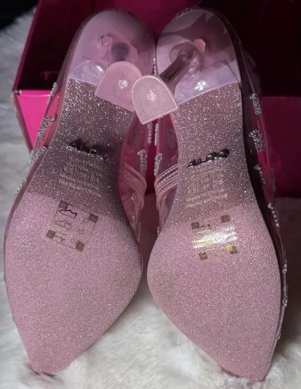Barbie Aldo Pink Heels, Size 6.5, Transparent Rhinestone - Image 3
