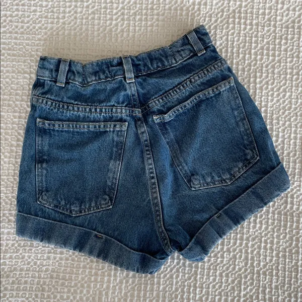 AMERICAN APPAREL Jeans Denim High Rise Cotton Shorts Cuffed Hem Size 24 *Altered - Image 2