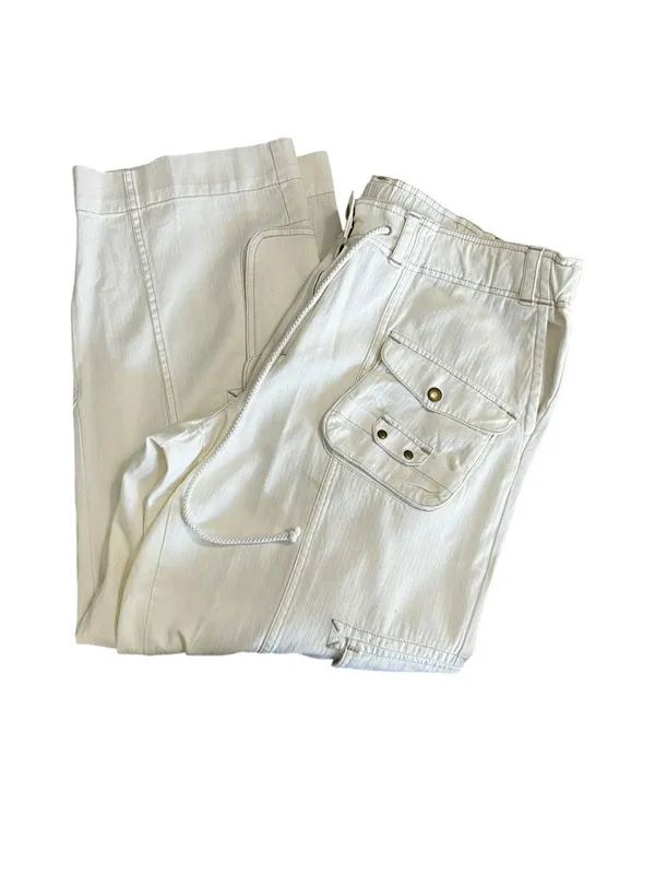 Free People We The Free Tahiti Cargo Pants Tofu Ivory XL Low Rise Utility - Image 6