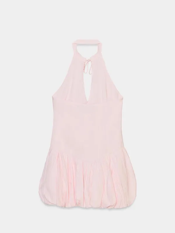 ZARA Women's Light Pink Bubble-Hem Mini Dress - Image 7