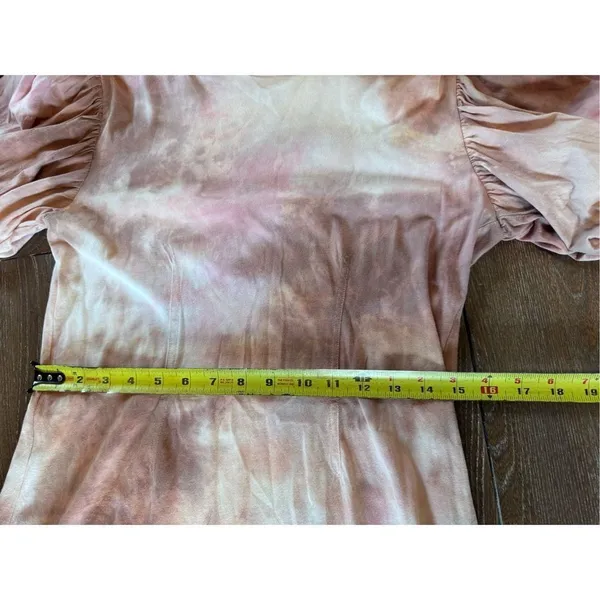 ALC Frank Tie Dye Puff Sleeve Mini Dress Womens Pink Brown Size S (T1)‎ - Image 9