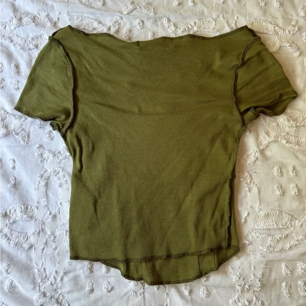 Urban Outfitters XS OLIVE GREEN LOW CUT CROP TOP - Image 2