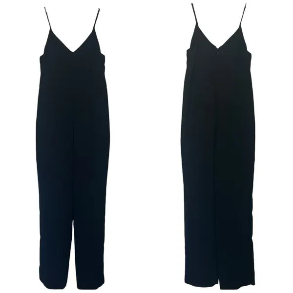 Anthropologie The Essential Slim Jumpsuit Black Spaghetti Strap Sz 0 - Image 3