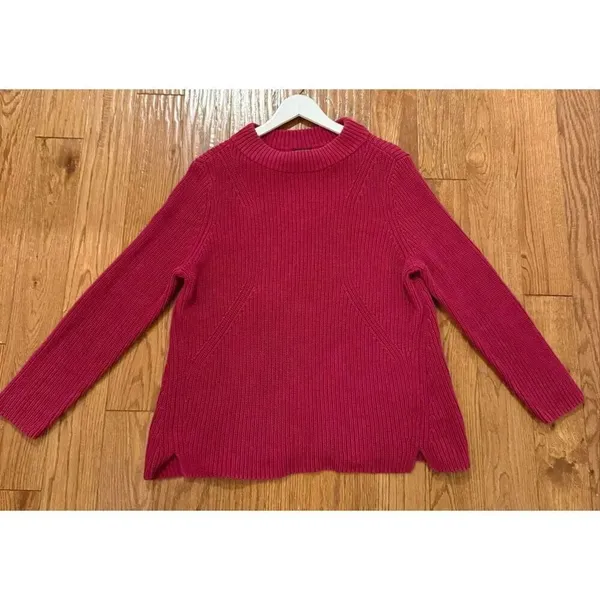 Talbots burgundy cotton mock neck ribbed sweater size XL petite - Image 6