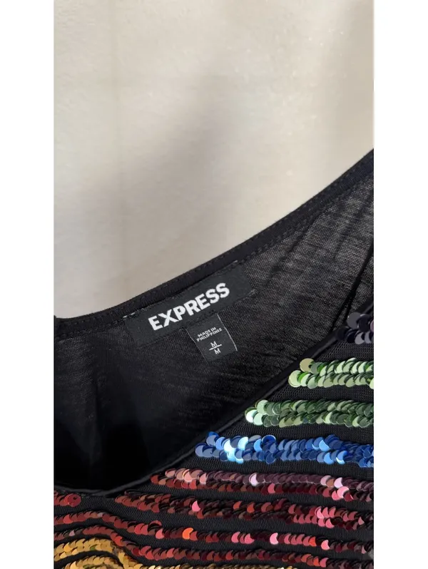 Size M EXPRESS MULTICOLOR RAINBOW SEQUIN TANK TOP - Image 2