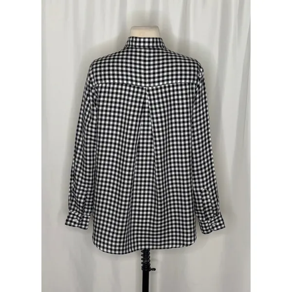GRAYSON The Hero Black White Gingham Button Front Shirt Blouse Size 02 Small - Image 8