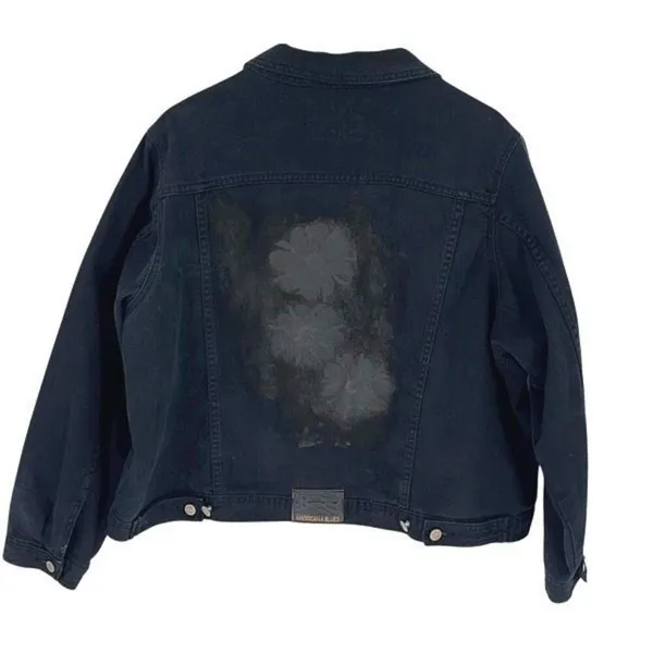 Americana Blues Womens Button Front Denim‎ Jean Trucker Jacket Black Size XL - Image 3