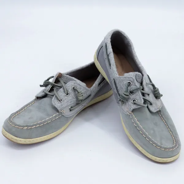 Sperry Top-Sider‎ Womens Grey Leather Suede Wool Boat Shoes STS82427 Size 9.5 - Image 12