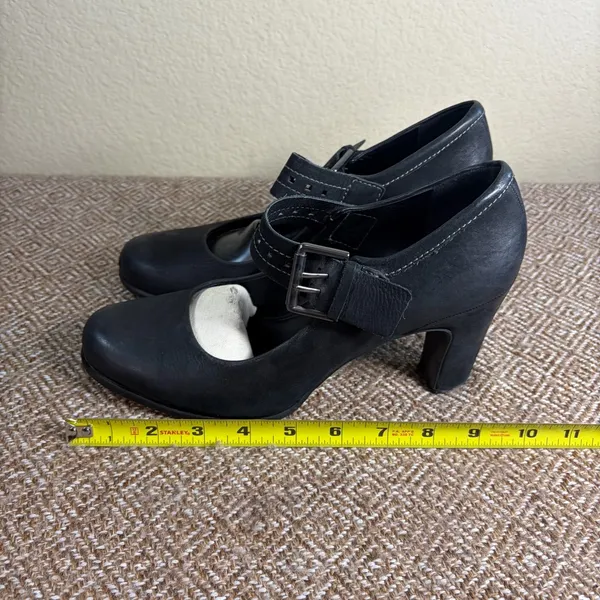 Ecco Matte Black Leather Heals Mary Janes Womens Sz 40 US 9-9.5 Grunge Goth - Image 9
