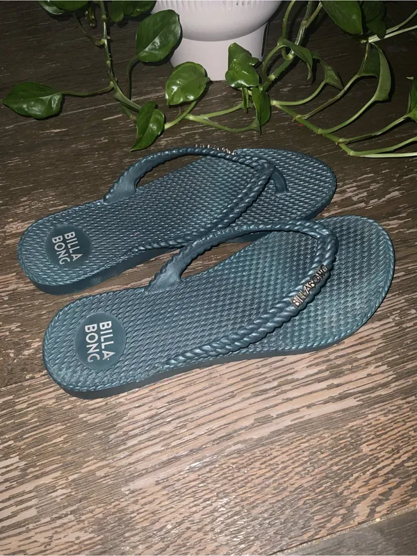 Billabong Women's Teal Braided Strap Thong Sandals Flip Flops 7 - Image 3