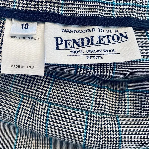 PENDLETON Houndstooth 100% Wool Pleated Skirt Size 10 - Image 7