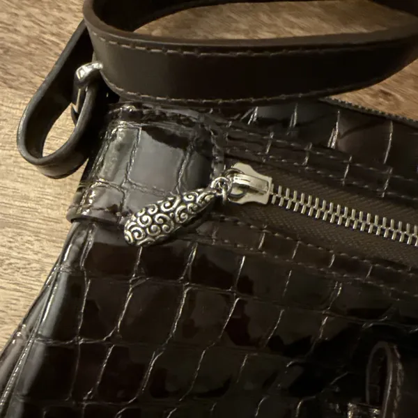 Brighton Cher Mini Bag Crossbody Brown Patent Croc Embossed Bag Purse Y2K - Image 3