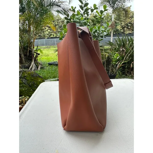 Neiman Marcus Vegan Leather Minimalist Hobo Open Tote Shoulder Bag - Image 5