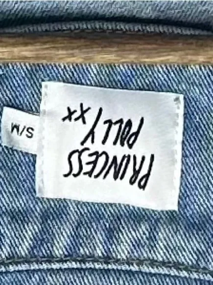 Princess Polly S/M Oversized Distressed Denim Jacket Light Wash Raw Hem - Image 9