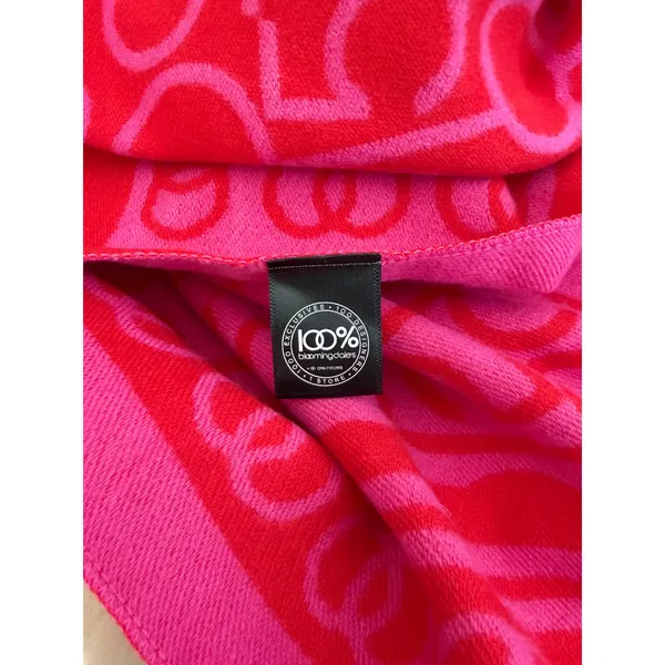 Bloomingdales 100% Exclusive 150th Anniversary Logo Wrap Scarf Pink Red Shawl - Image 5