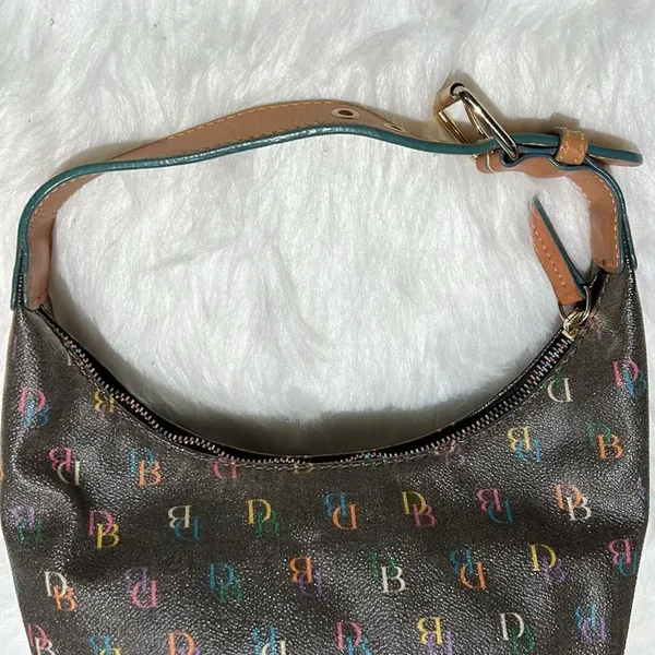 Authentic Dooney & Bourke Vintage Rainbow Handbag Adjustable leather strap A27‎ - Image 6