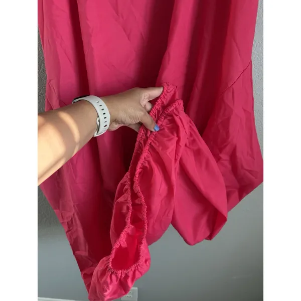 Karen T Design Hot Pink Balloon Bubble Dress Ruffle Midi Boho Flawless‎ OS Plus - Image 7