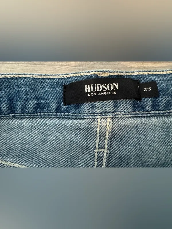 HUDSON Denim Jean Skirt Raw Hem Light Blue Boho Festival Concert Size 25 - Image 6