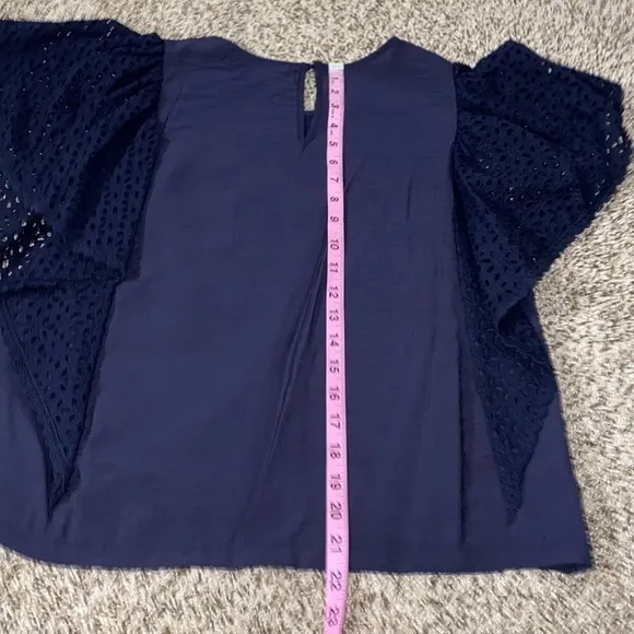 5/$30 🎈 Codexmode women’s XS navy blue ruffle‎ eyelet blouse - Image 8