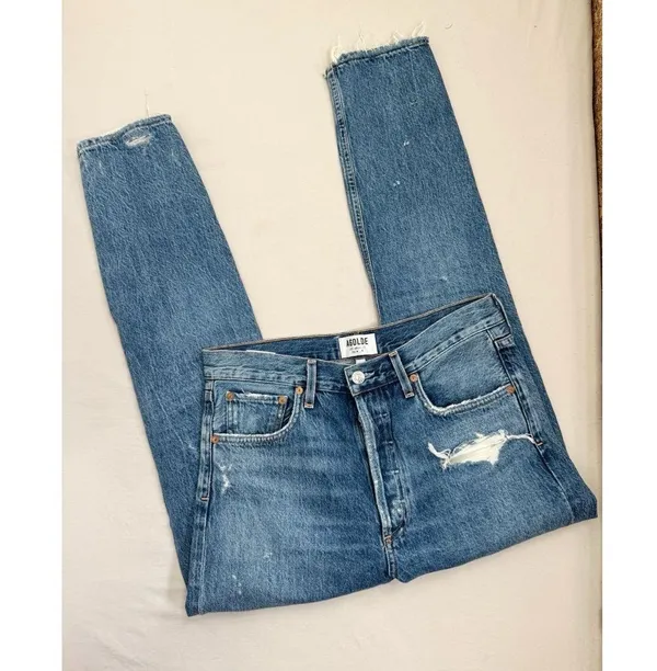 AGOLDE Jeans Jaime High Rise Classic Skinny Distressed Button Fly Size 28 - Image 2