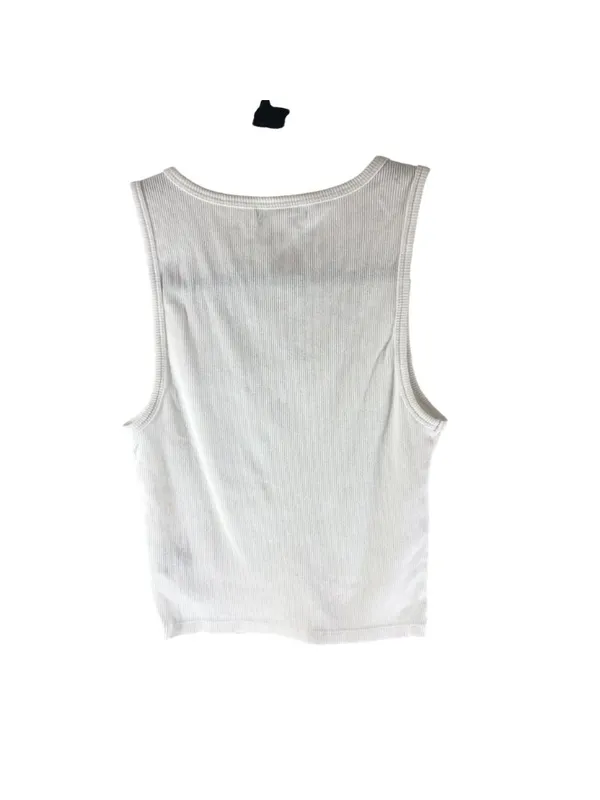 Z Supply White Ribbed Tank Top Cropped Womens Small Cotton Stretch Scoop Neck - Image 2