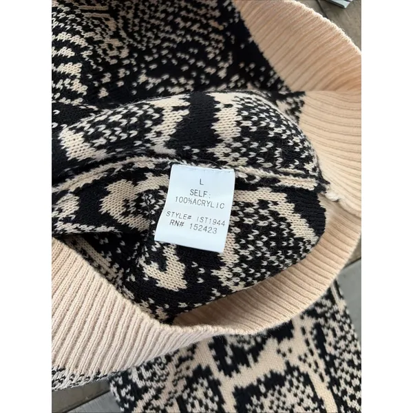 Day & Night Snakeskin Crewneck Sweater Womens Size L Tan Black Animal Print - Image 6