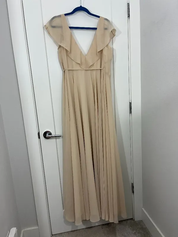 New Jenny Yoo Size 6 Sand Dune Faye Luxe Chiffon Wrap Bridesmaid Dress - Image 4