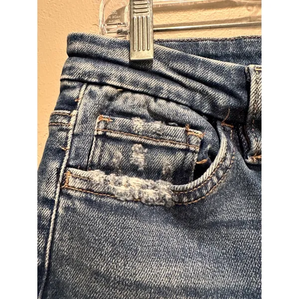 NWT Flying Monkey Stunned Straight Leg Jeans Size 27 Distressed Dark‎ Wash - Image 10