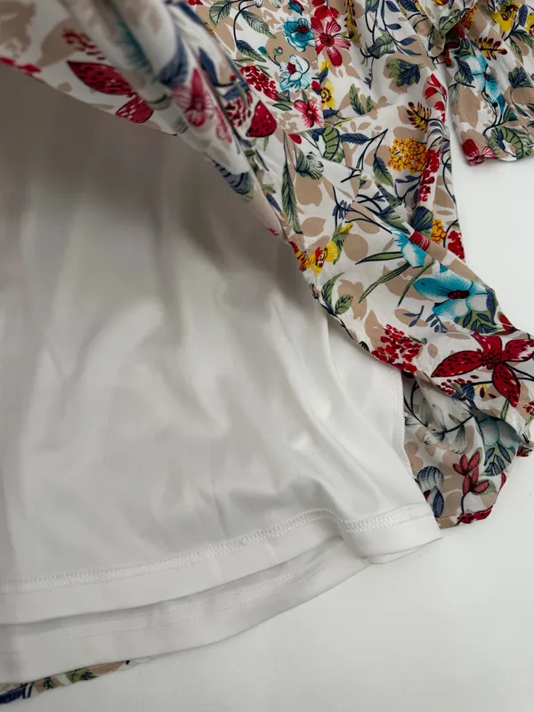 Entro Dress Womens S Floral Tunic Minidress Rayon Ruffle 3/4 Sleeve Cutout Boho - Image 6