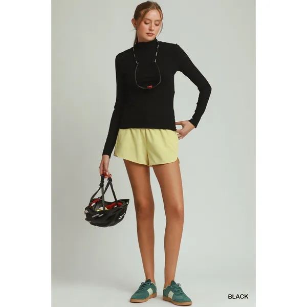 Umgee Long Sleeve Mock Neck Top - Black - Large - Image 3