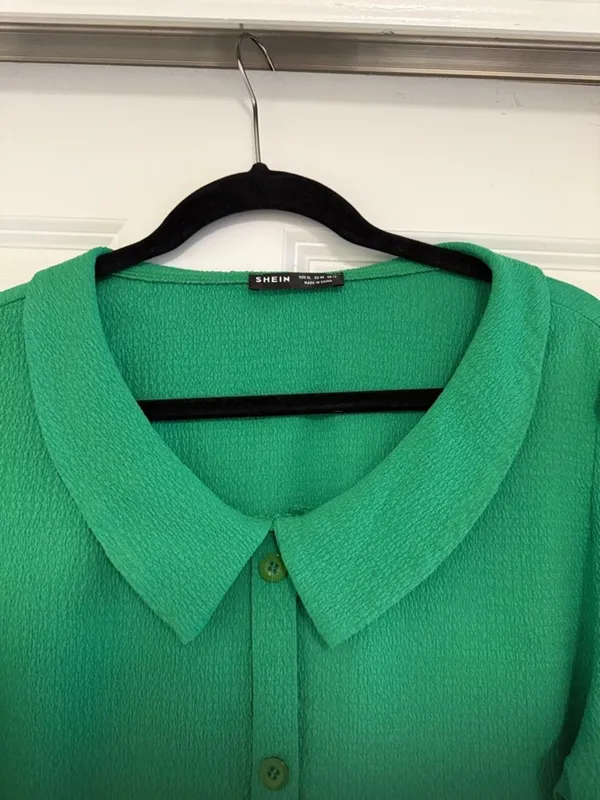 SHEIN Clasi Elegant Women V-Neck Blouse With Ruffle Trim Short Sleeve Top Sz XL - Image 5