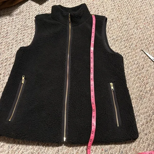 J.crew Mercantile Fleece Teddy Bear Sherpa Full Zip Vest Black Gold- Size XS - Image 4