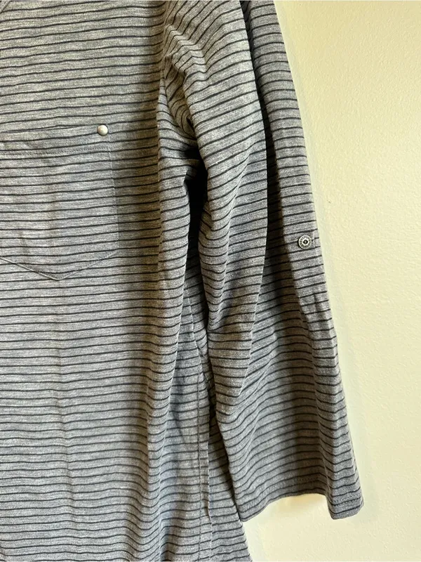 Kuhl Striped Scoop Neck Henley Top Womens Medium Gray - Image 3