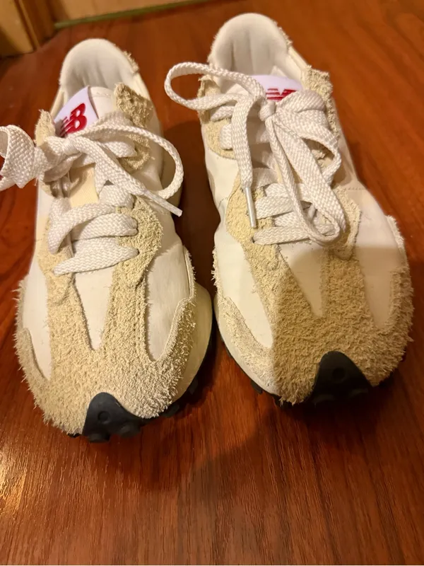 New Balance Women's Cream Suede-Trim Lace-Up Sneakers with Red Logo - Image 6
