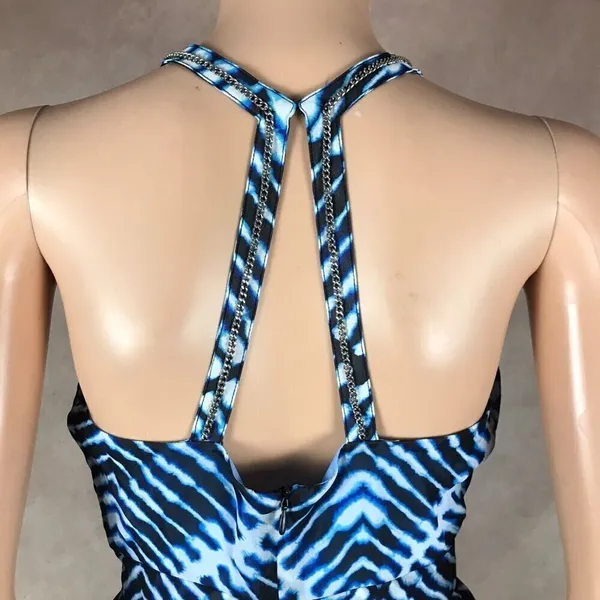 Calvin Klein Blue Printed Halter Fit & Flare Dress NWT 4P - Image 9