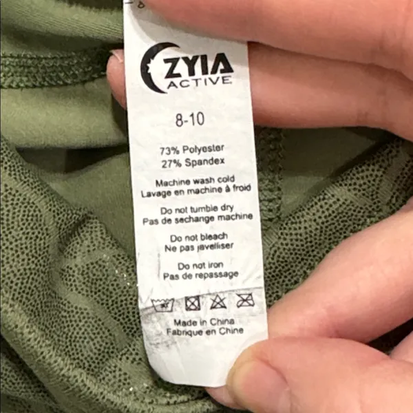 Zyia Active Light n Tight Olive Maze Green High Waist Crop Leggings size 8-10 - Image 8
