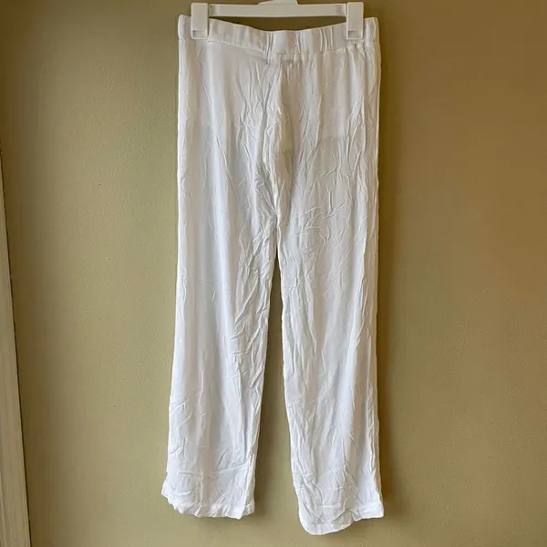Monrow Sheer White Straight Leg Pant Size Small - Image 2