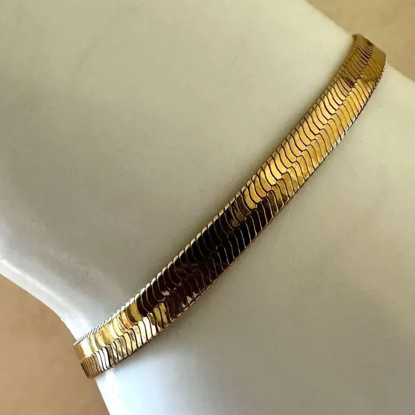 Gold tone flat herringbone bracelet - Image 2