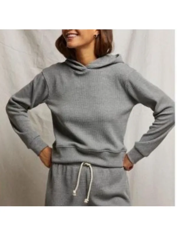 Perfectwhitetee XS Grey Waffle Knit Hoodie Pullover Comfy‎ Lounge - Image 2