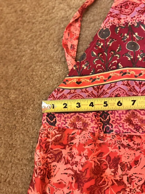 Free People Bohemian Style Beach Strap Long V-Neck Floral Romper Size M - Image 6