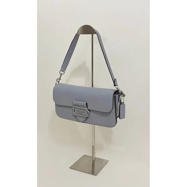 COACH Morgan CL461 Grey Mist Pebble Leather Shoulder Bag Silver Hardware - Image 2