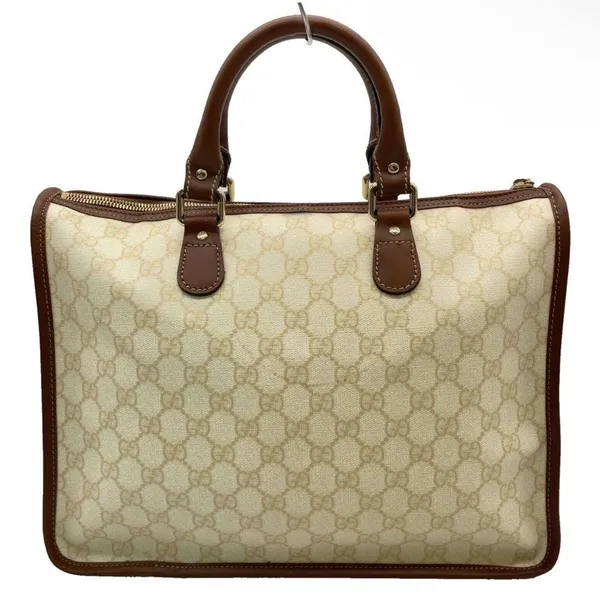 Gucci Cream and Brown Tote Bag with Signature GG Monogram - Image 6