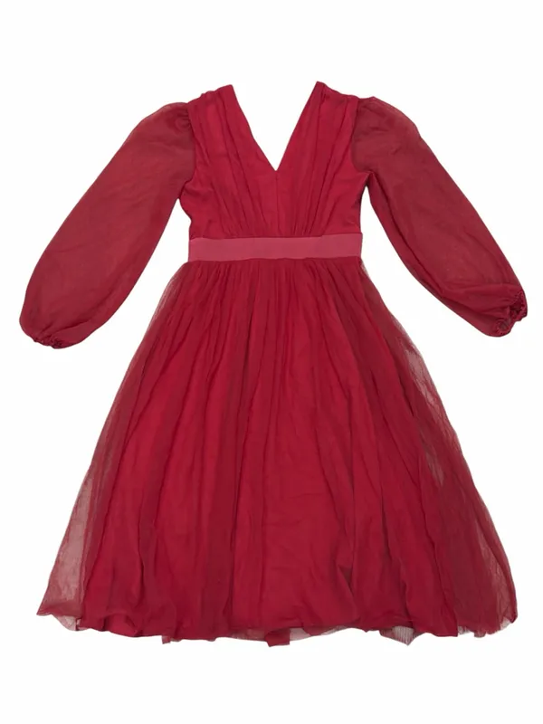 Beulah Style NWT Red V-Neck Tulle Long-Sleeve Party Dress - Image 2