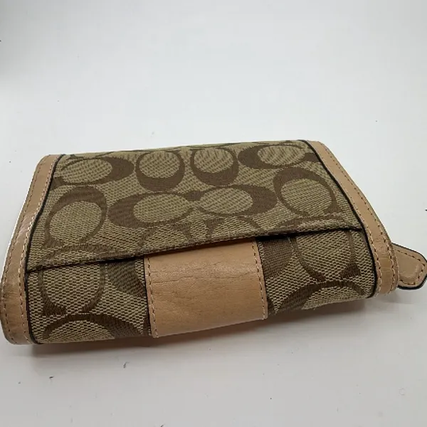 Coach Signature C Trifold Beige Canvas Wallet - Image 3